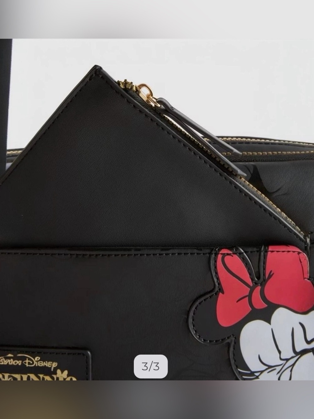 NWT Disney Minnie Mouse Black Crossbody Bag with Red Bow Accent - Picture 3 of 3